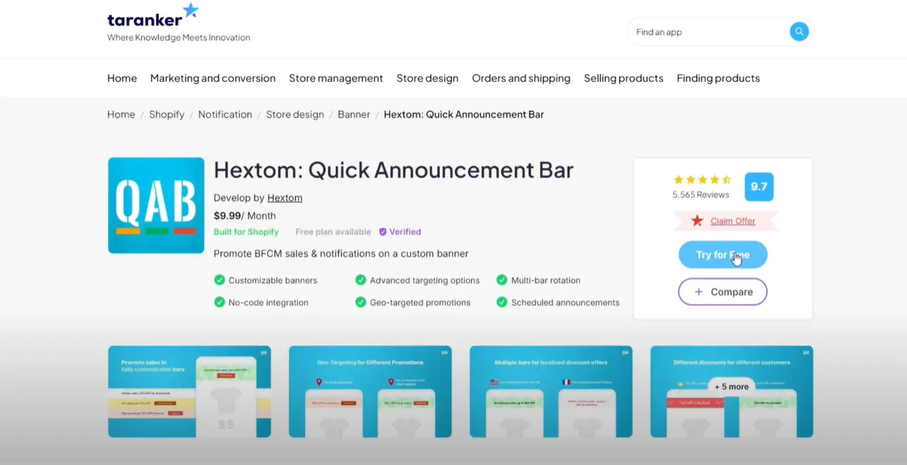 Promote BFCM and other sales with Hextom’s customizable banner and geo-targeted notifications. Set scheduled announcements and manage multi-bar rotations seamlessly.